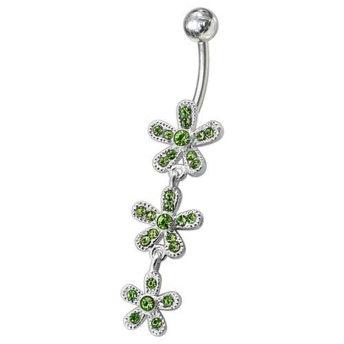 Fancy  Silver Dangling Navel Belly Ring