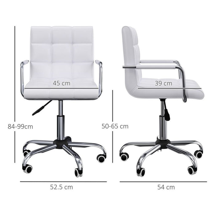 Stylish PU Leather Home Office Chair: High Back, Swivel, Armrest, White