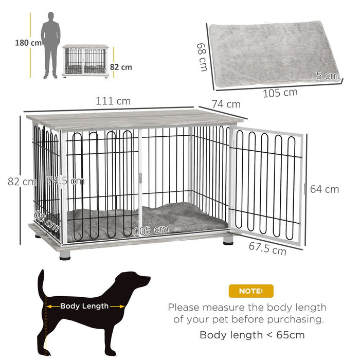 Premium PawHut Dog Crate Furniture End Table - Lockable Door & Soft Cushion