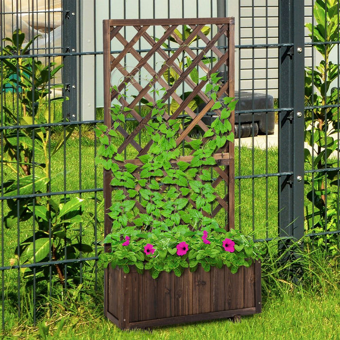 Premium Wood Garden Planter with Trellis for Climbing Plants - High-Quality Outdoor Decor and Planting Solution