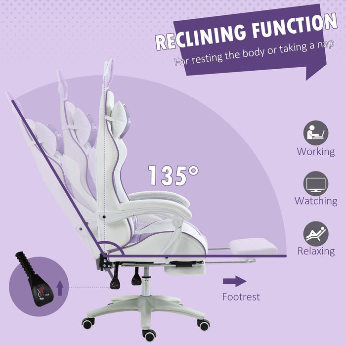 Vinsetto Gaming Chair | Footrest | Rabbit Ears | Purple