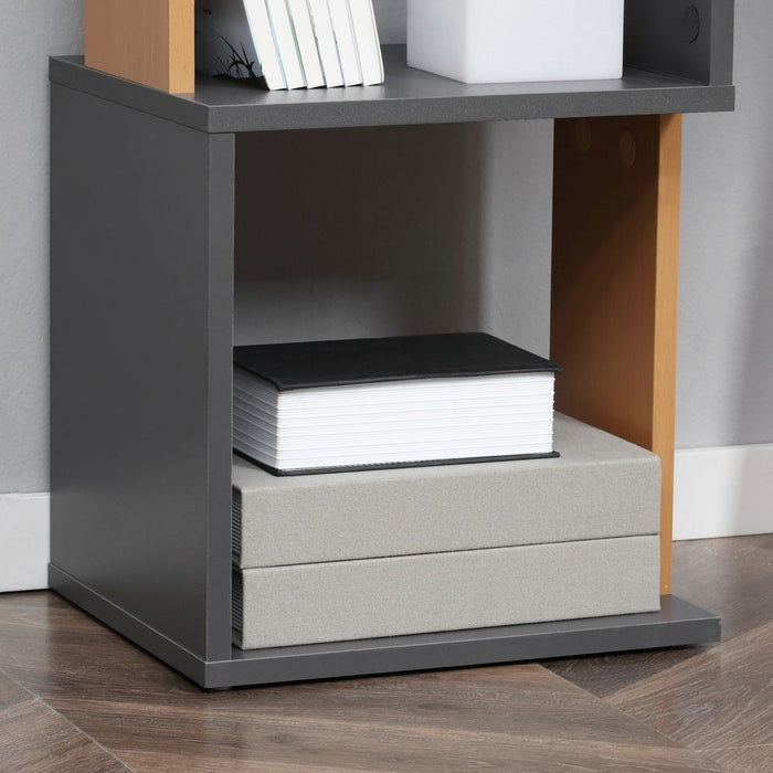 5-Tier Bookshelf Freestanding Bookcase Storage Shelves Study, Dark Grey