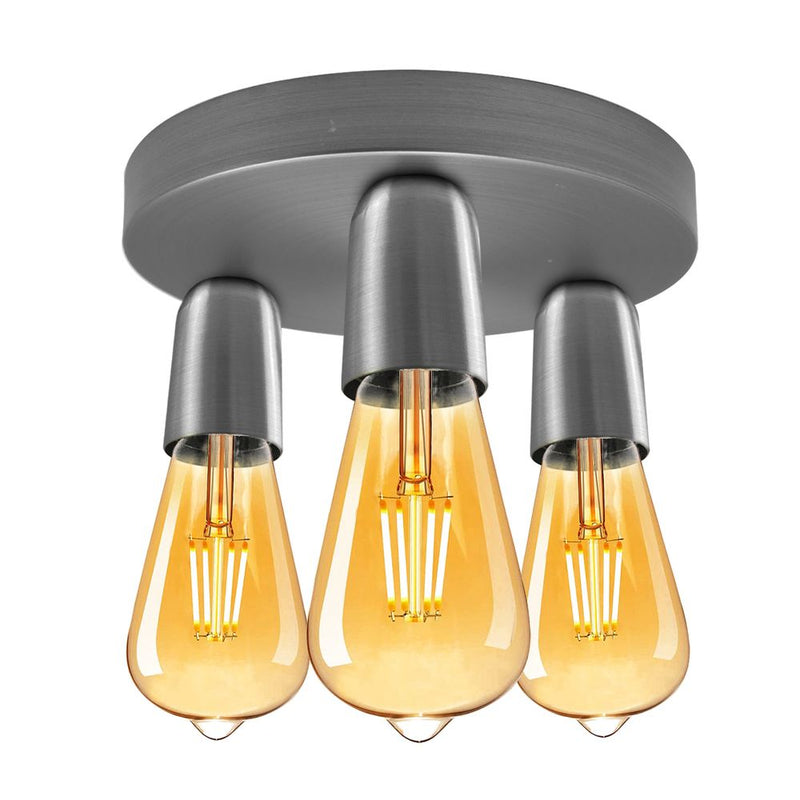 Vintage Satin Nickel Ceiling Light - 3 Way E27 Lamp Base - Semi Flush, High-Quality - Perfect for Any Room