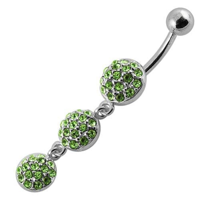 Fancy triple ball  Dangling Belly Ring With Banana Bar