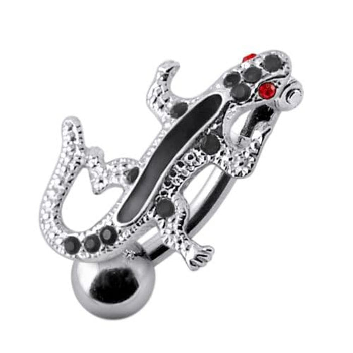 SS Fancy Jeweled Lizard Dangling Navel Ring