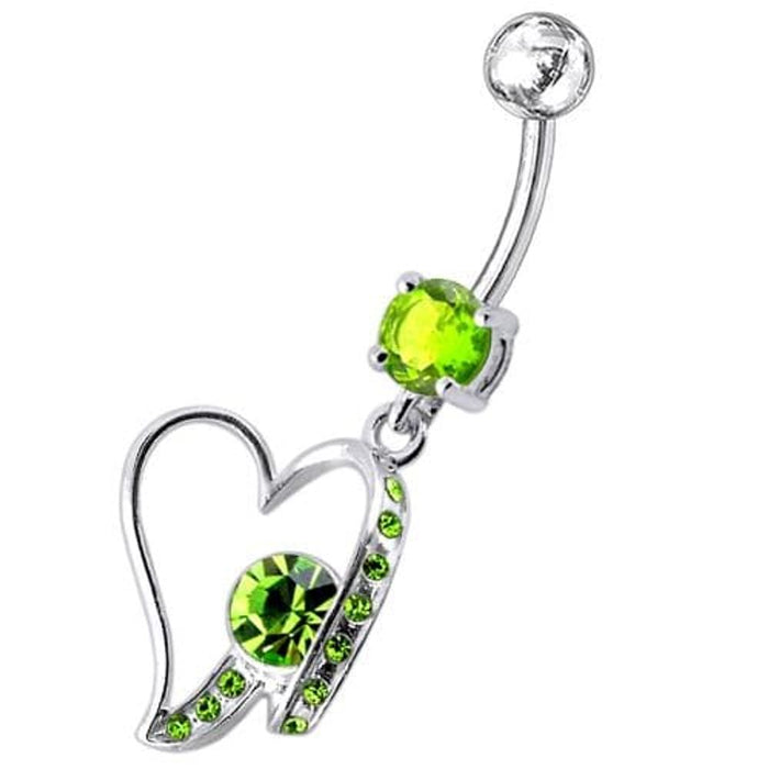 Fancy Jeweled Heart Dangling Belly Ring