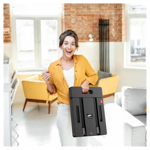 SPACEKEEPER Folding Hand Trolley, 227KGS Heavy Duty Platform Trolley with 6 Wheels and 2 Elastic Ropes for Luggage, Travel, Car, Shopping, Moving and Office, Orange