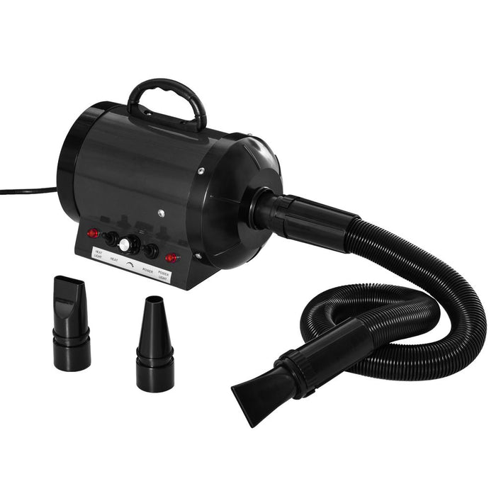 Premium 2800W Dog Hair Dryer - Professional Pet Grooming Blaster Blower with 3 Nozzles - Black Pawhut