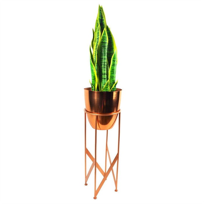 55cm Gold Planter with Matching Stand - Premium Quality Metal Plant Stand for Indoor Use - Variety of Colors Available