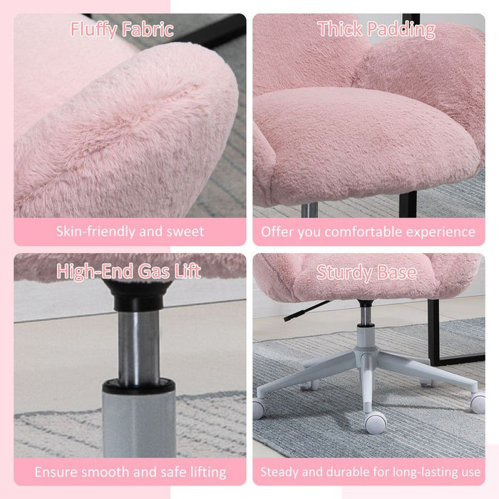 Fluffy Pink Leisure Chair w/ Backrest & Armrest for Bedroom - Professional Seller, High Quality