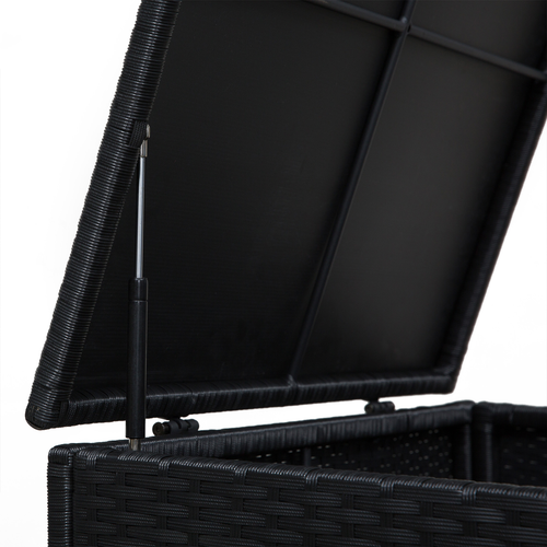 4-Seater Rattan Wicker Garden Patio Sofa Storage & Table Set Black