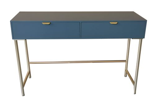 120CM BLUE WOODEN 2 DRAWER SIDE TABLE