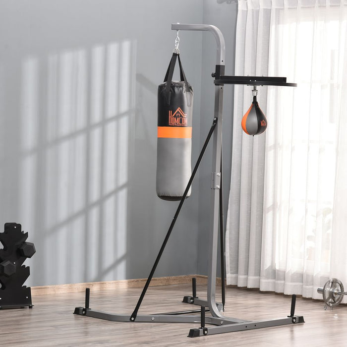 HOMCOM Freestanding Boxing Punch Bag & Speed Ball Station Hanging Frame Training Exercise Platform Home Gym Heavy Duty