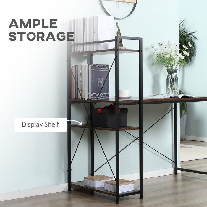 Stylish Computer Desk | 4-Tier Bookshelf | Home Office | Space-Saving | Multifunctional | High Quality