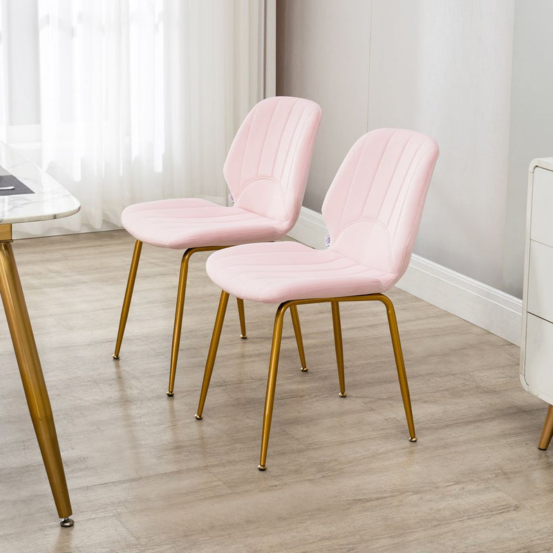 HOMCOM Modern Dining Chairs Set of 2 with Padded Seat and Steel Legs, Pink