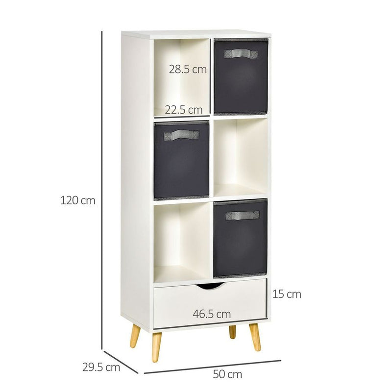 Modern Tall Bookcase with Storage Shelves & Drawer - Stylish & Functional Solution for Study, Bedroom, Office - High-Quality!