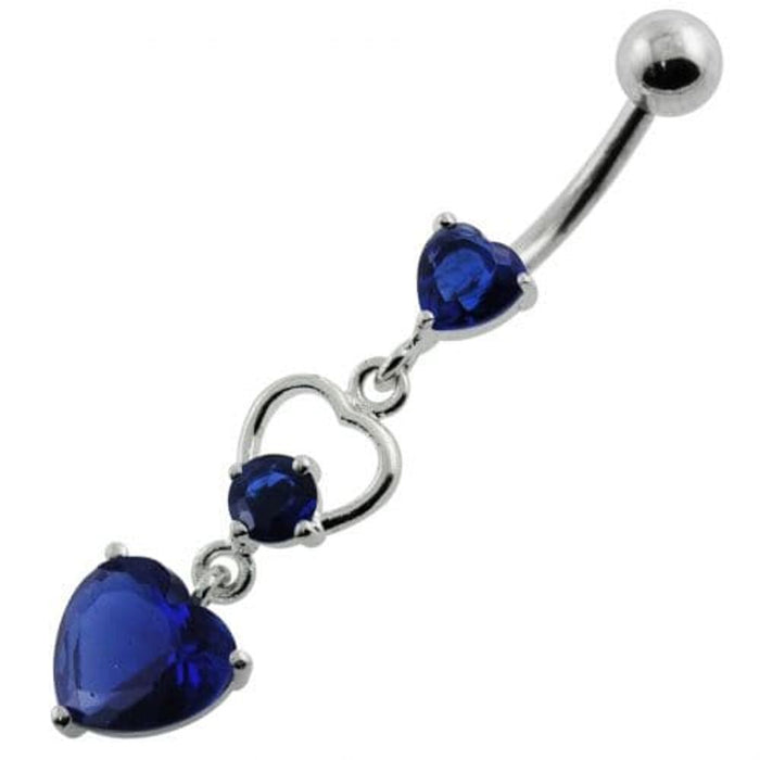 Jeweled Heart Cutout Navel Belly Piercing