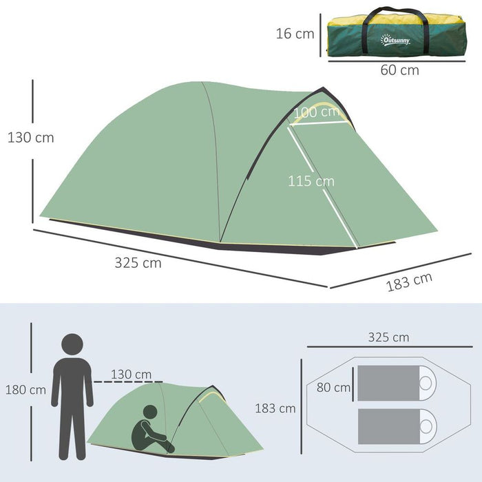 Outsunny Camping Tent w/ Vestibule & Mesh Vents