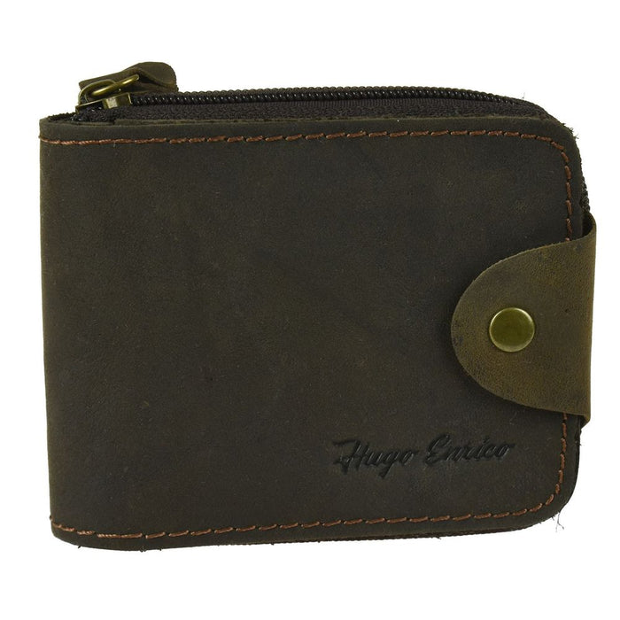 Hugo Enrico Wallet-Brown Design 19 - Genuine Leather Bifold - Stylish & Functional