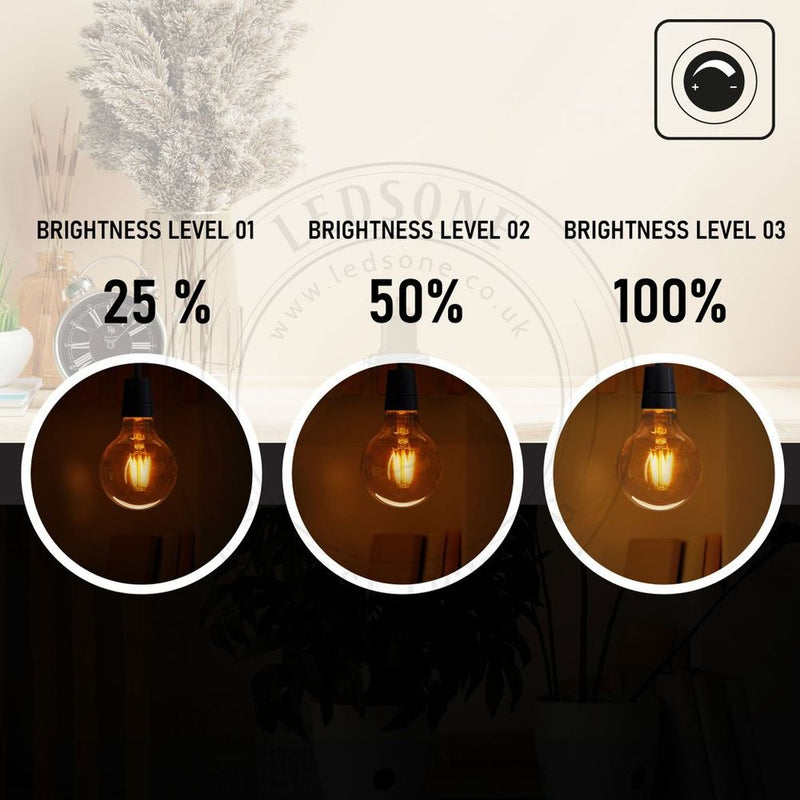 5 Pack E27 LED Edison Dimmable Vintage Amber Glass Warm white 2700K Light Bulbs