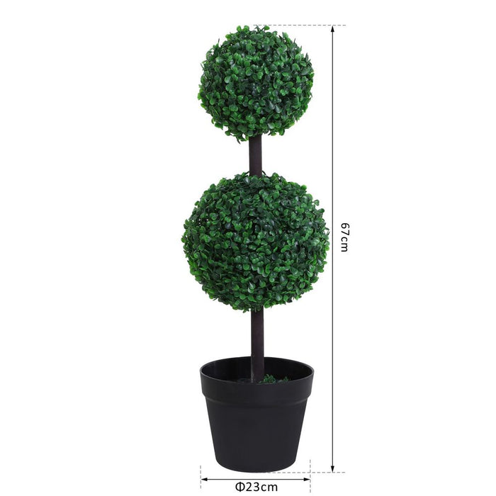 Set of 2 Artificial Boxwood Ball Topiary Plant Tree's - Green