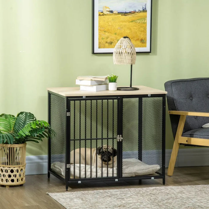 Premium Dog Crate End Table w/ Soft Cushion - Front Door - Small, Medium Dogs