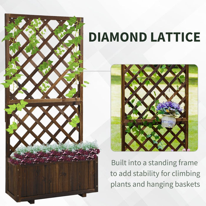 Premium Wood Garden Planter with Trellis for Climbing Plants - High-Quality Outdoor Decor and Planting Solution