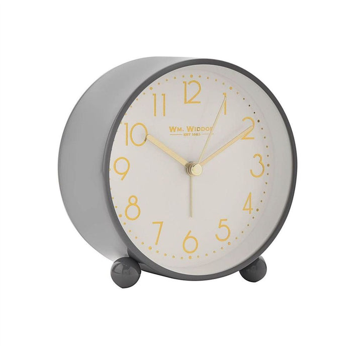 Wm.Widdop Metal Alarm Clock Light & Snooze Grey 10.8cm – Stylish & Contemporary Design, Unbeatable British Quality