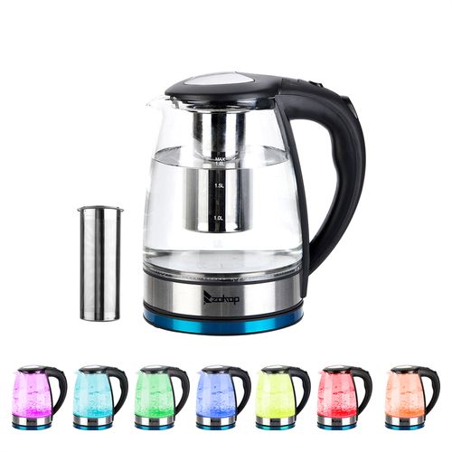 ZOKOP HD-1861-A 220V 2000W 1.8L Electric Glass Kettle UK Plug
