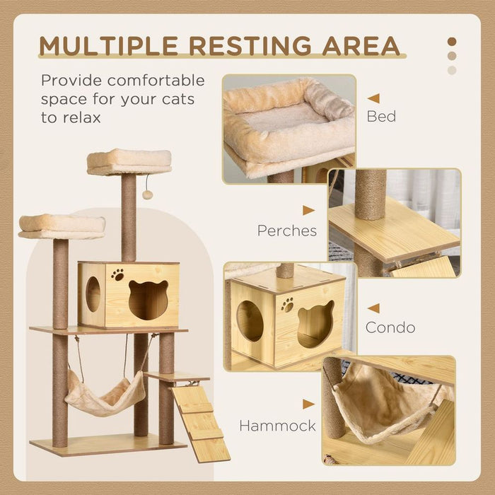 Premium 130cm Cat Tree: Multi-Level Plush Cat Tower for Indoor Cats - High-Quality and Easy to Assemble!