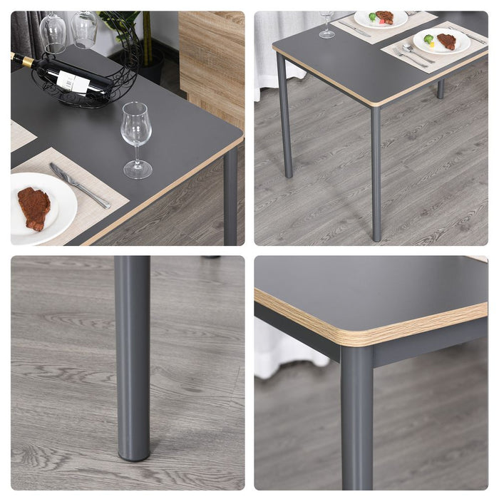 120cm Minimalistic Dining Table Steel Frame Foot Pads Simple Style Grey