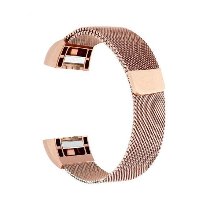 Aquarius Milanese Replacement Strap Band for Fitbit Charge2 - Rose Gold, High Quality