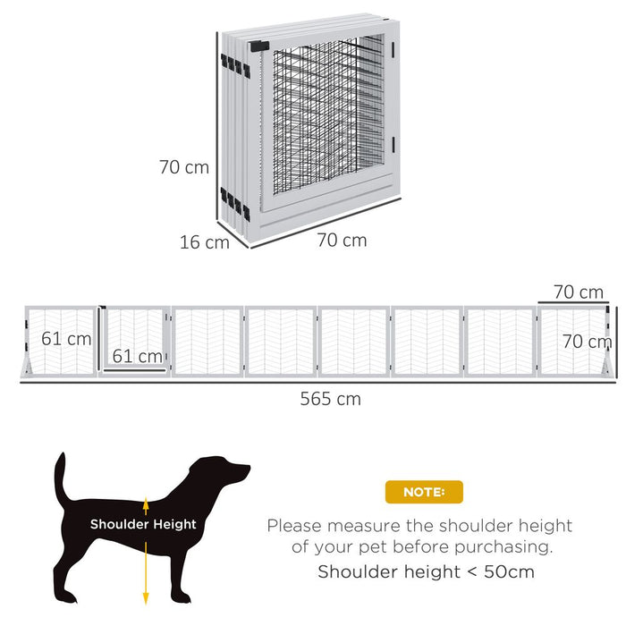 PawHut 8 Panels Freestanding Dog Barrier for S and M Dogs - White