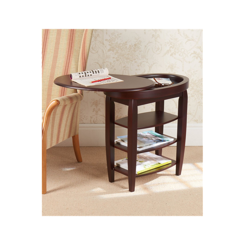 Multi-Purpose Swivel Top Side Table - Mahogany
