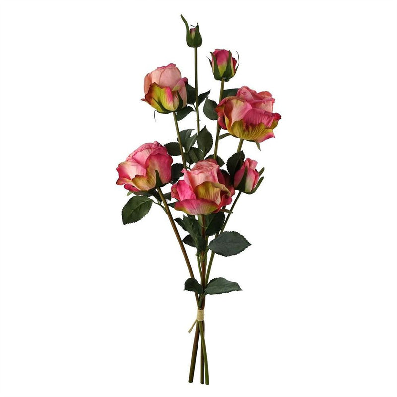60cm Pink Rose Artificial Flowers Spray - 4 Flowers 3 Buds