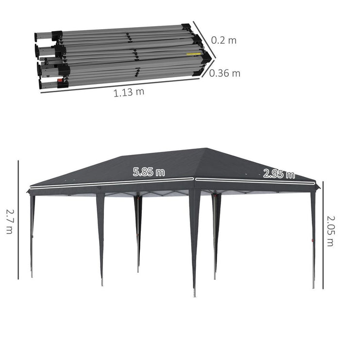 Premium 3x6m Black Pop Up Gazebo - Heavy Duty Canopy for Patio Parties & Events