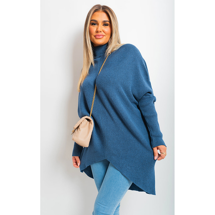 Turtle Neck Longline Knitted Jumper - Cozy & Chic Winter Essential