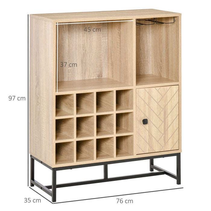 Wine Cabinet for 12 Bottles, Sideboard  with Glass Holders, Brown Holders