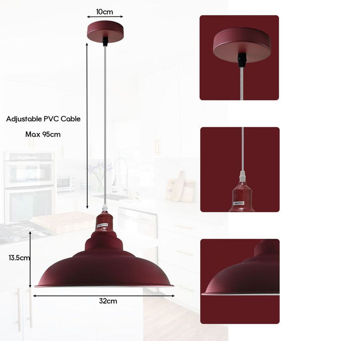 Modern Bowl Burgundy Hanging Pendant Ceiling Lamp Lighting UK E27 Pendant Light