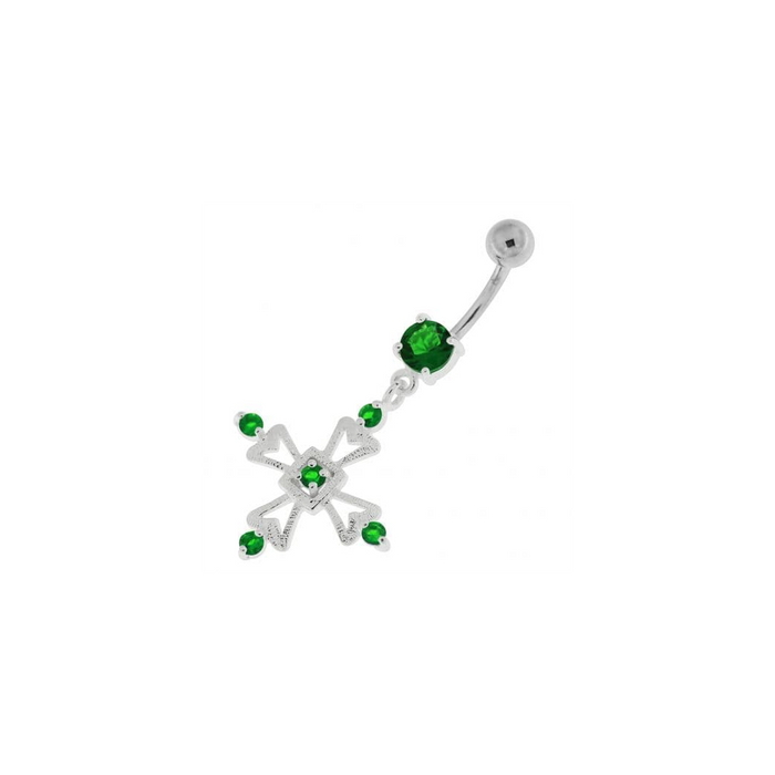 Jeweled Irish Cross Navel Belly Button Ring