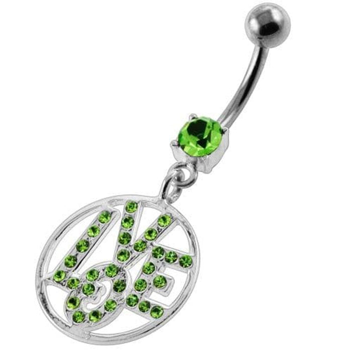 Jeweled Word LOVE Navel Belly Button Piercing