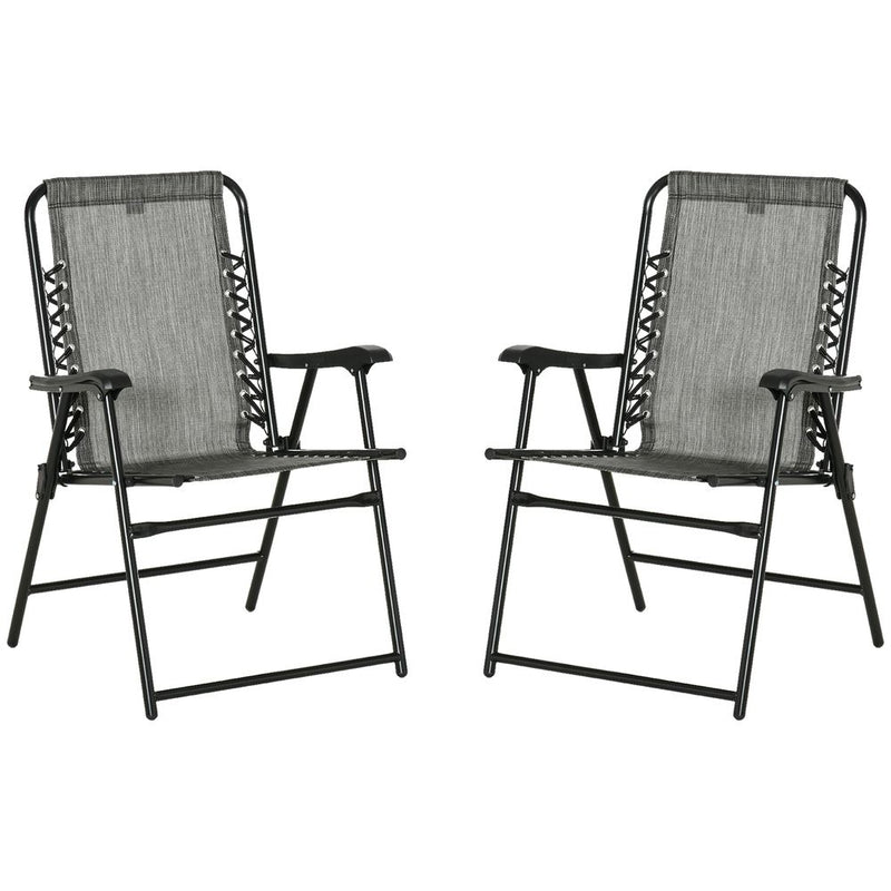 Patio Folding Dining Chairs Set - Outdoor Garden - 2 Piece - Grey