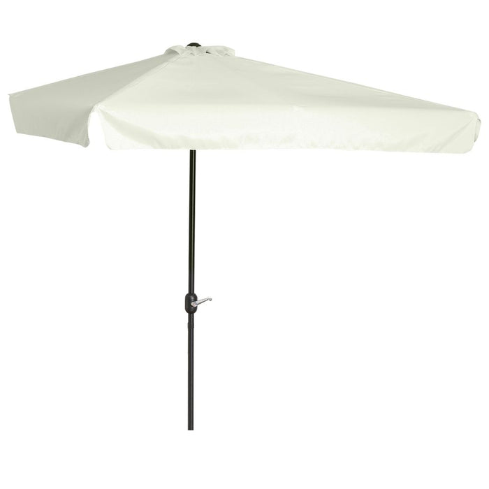 Premium 2.3m Half Round Sun Umbrella Metal w/ Crank - Off-White, Outdoor Patio Parasol