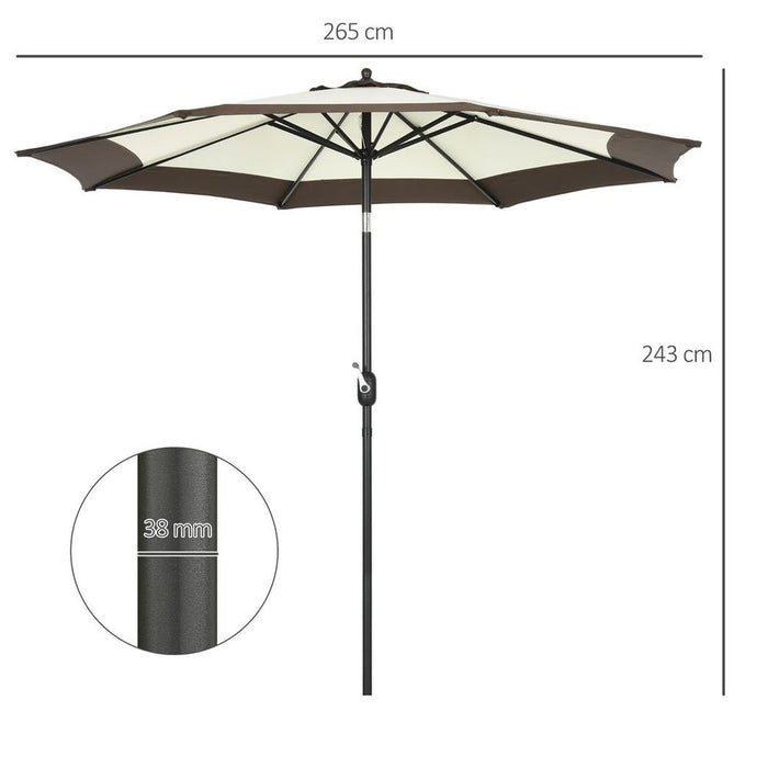 Outsunny 2.7m Garden Umbrella, 8 Ribs, Tilt & Crank, High Quality