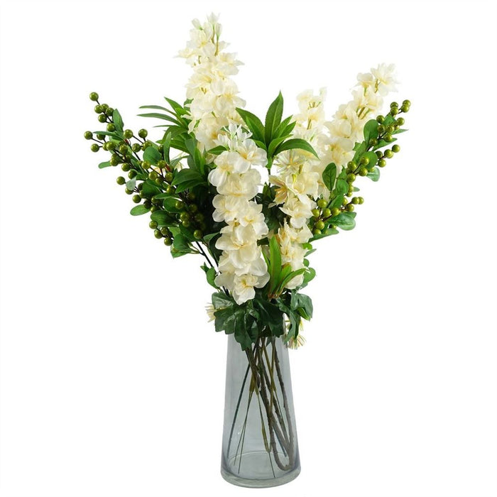 High-Quality 6pk 75cm Cream Delphinium Artificial Stems