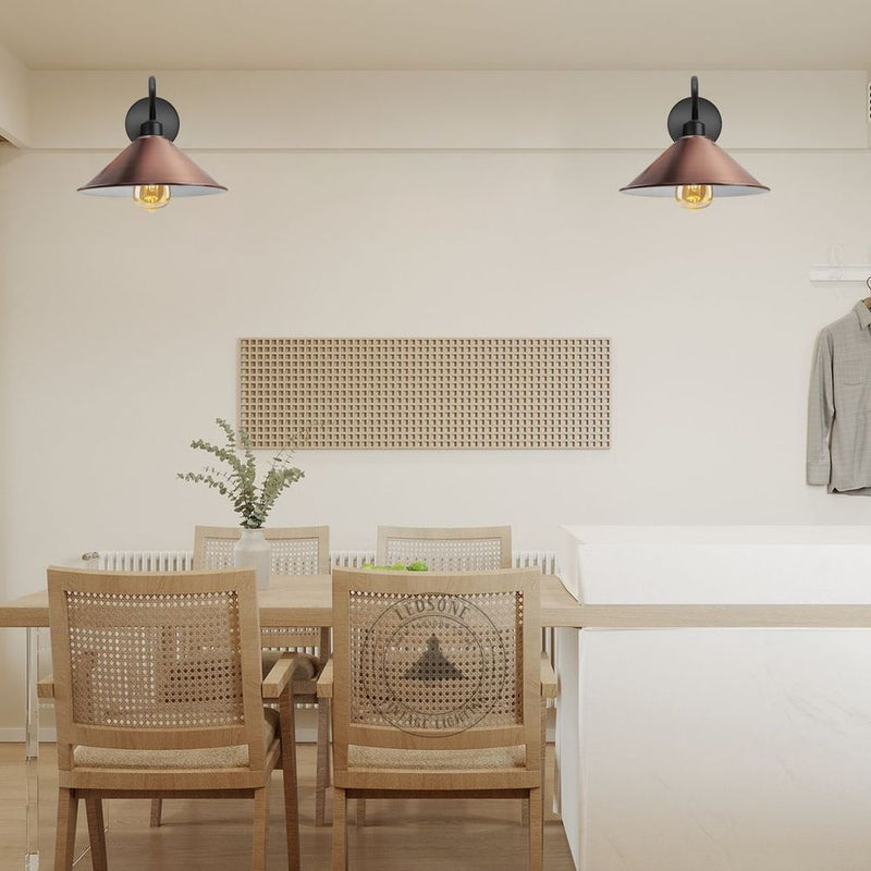 Copper Wall Light Fixture,Black Wall Sconce E27 Base Socket Screw Wall Mounted Swan Neck Cone Shape Shade