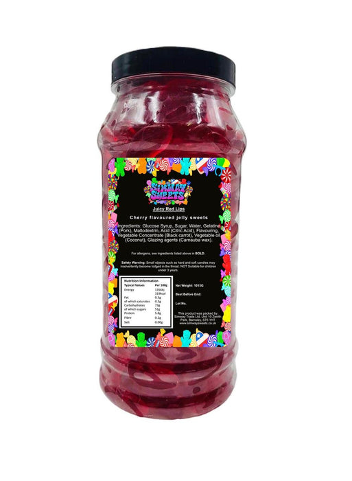 Delicious Red Cherry Gummy Lips Jar - Retro Sweets Gift