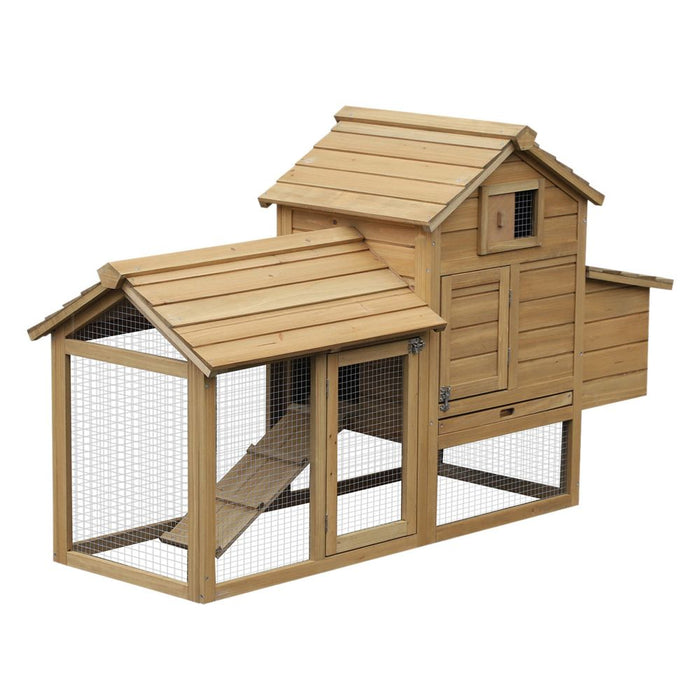 Small Chicken Coop Hen Cage Nesting Box Outdoor Run Wood Color 150.5 x 54 x 87cm