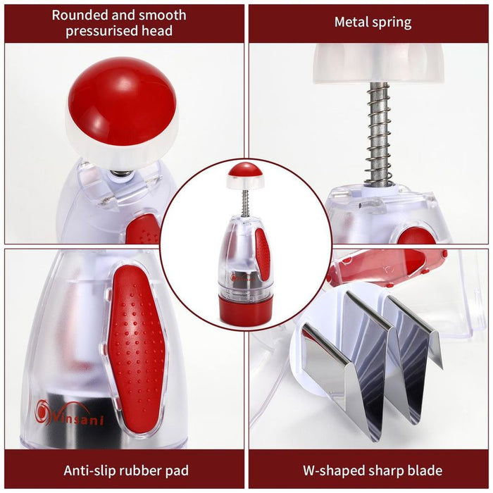 VINSANI Red/White Onion Chopper 7356 - Quick, Easy, Mess-Free - High-Quality Stainless Steel Blades