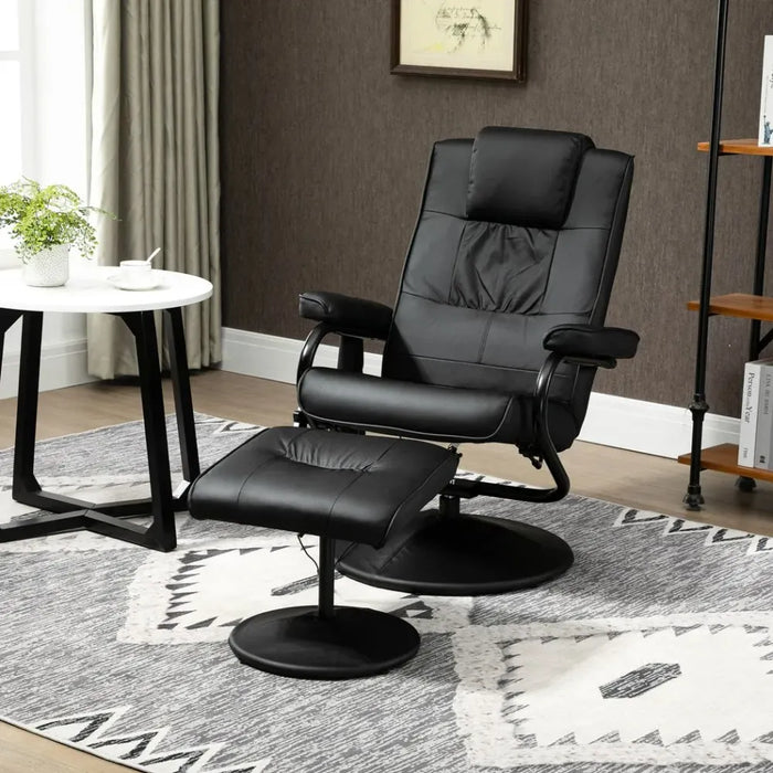 Freestanding Living Room Chair with High Density Cushion and Footrest Black